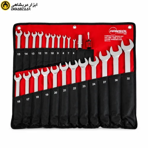 مجموعه آچار یکسر تخت یکسر رینگ 22 عددی هانسول HS1122