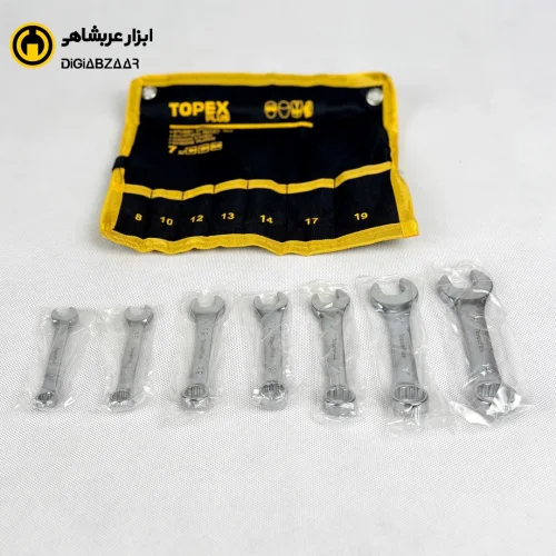 آچار یکسر تخت یکسر رینگی 7 پارچه تاپکس مدل YP-8-19 MM