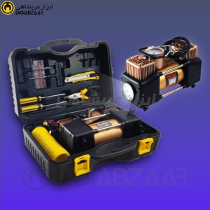 کمپرسور هوا - پمپ باد فندکی دو سیلندر با لوازم ماتکس مدل مدل TBR SS MATEX 5545