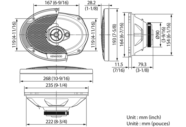 بلندگو بیضی کنوودمدل Kenwood KFC-S6976EX