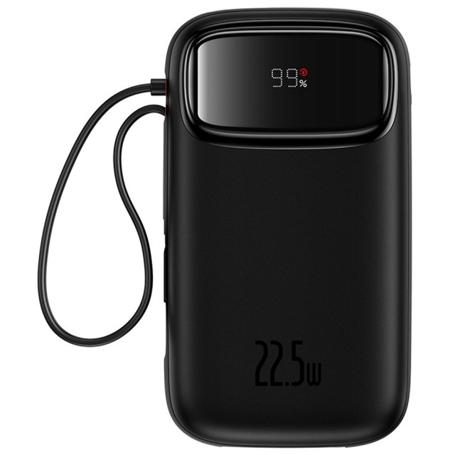 پاوربانک بیسوس مدل QPow2 با کابل تایپ سی و لایتنینگ ظرفیت 10000 میلی آمپر توان 22.5 وات