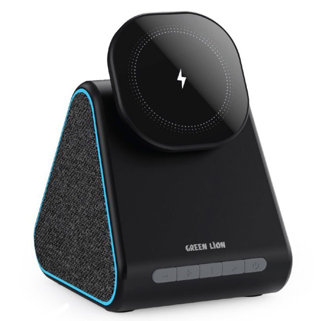 شارژر وایرلس 3 کاره گرین لاین Mag Trio Speaker, Charger, Phone Stand توان 15 وات
