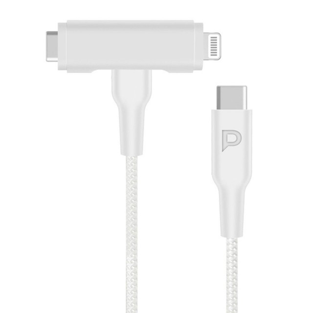 کابل شارژ USB-C به USB-C و لایتنینگ پاورولوژی PCAB007 طول 1.2 متر توان 60 وات