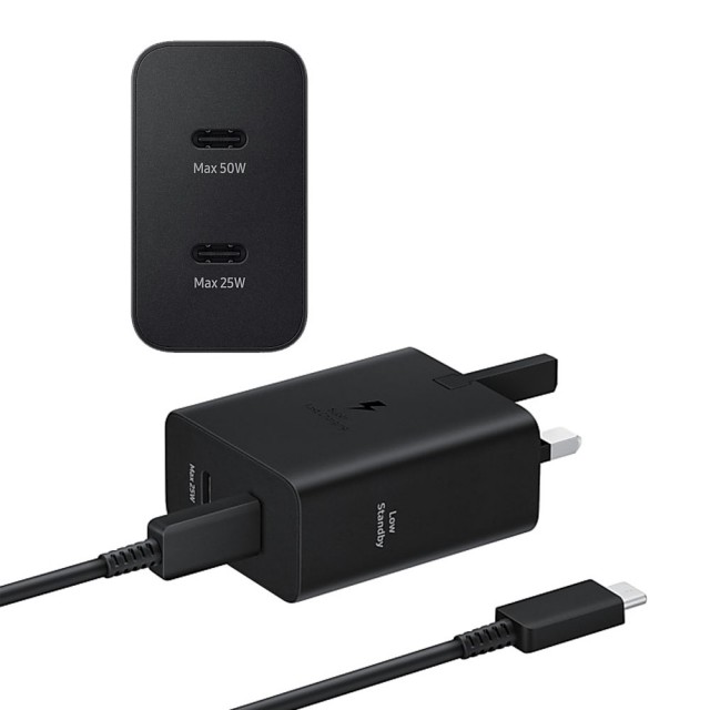 شارژر دیواری اورجینال سامسونگ مدل EP-T5020 توان 50 وات سه پین با کابل تایپ سی