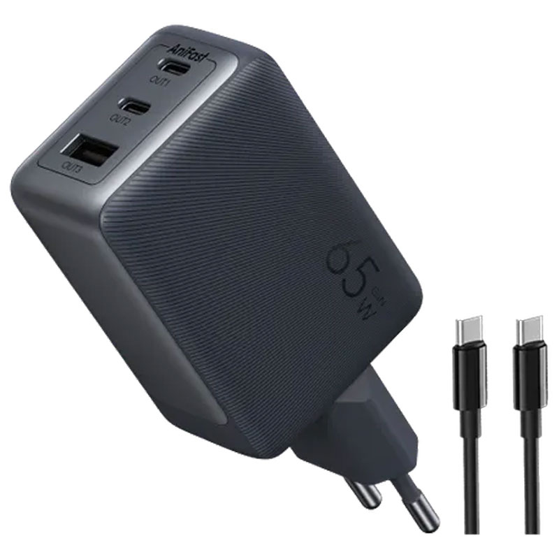 شارژر دیواری اورایمو HyperGan 65 OCW-7652E+116CC توان 65 وات با کابل