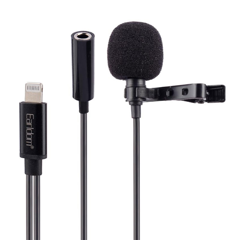 میکروفون یقه ای لایتنینگ و جک 3.5 میلیمتری ارلدام مدل E40 طول 2 متر