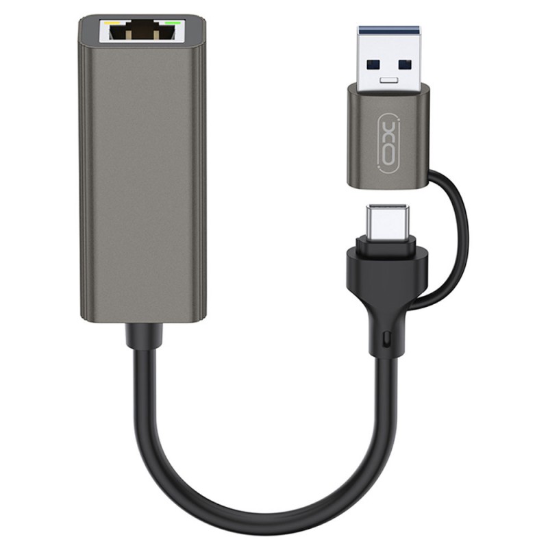 کابل تبدیل USB-C/USB-A به LAN ایکس او مدل XO-HUB018