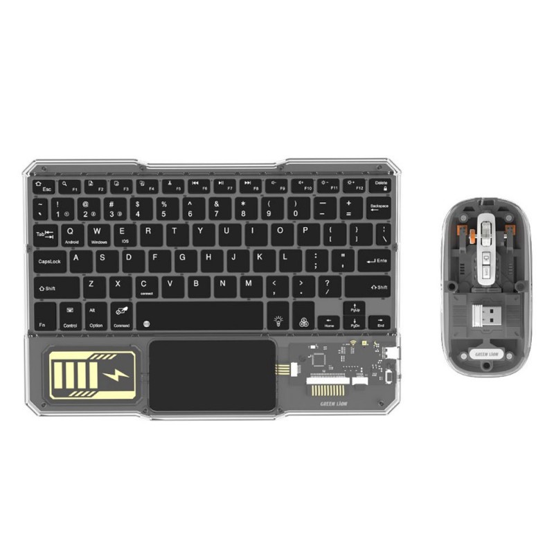 کیبورد و ماوس بی سیم شفاف گرین لاین مدل Green Lion Transparent Duo