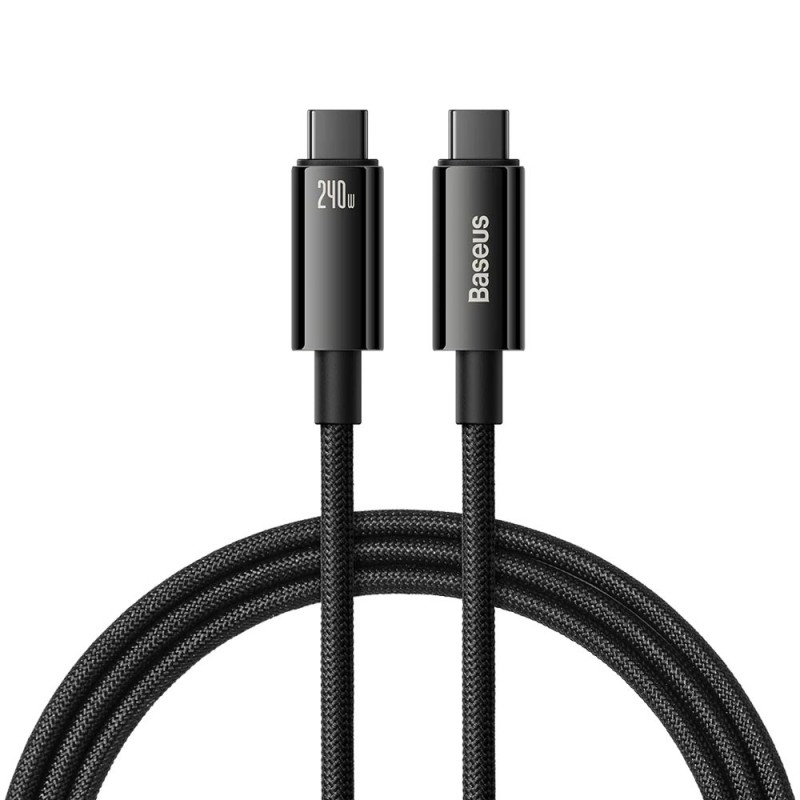 کابل شارژ USB-C به USB-C بیسوس مدل Tungsten Gold CAWJ040201 طول 3 متر توان 240 وات