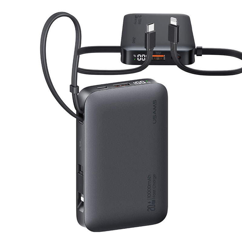 پاوربانک یوسمز مدل CD228 ظرفیت 10000 توان 20 وات با کابل متصل