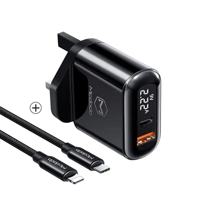 شارژر دیواری دو پورت مک دودو CH-7231 توان 20 وات با کابل تایپ سی به لایتنینگ