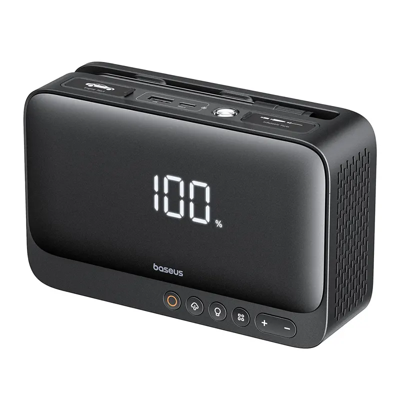 جامپ استارتر، کمپرسور باد و پاوربانک بیسوس BS-CH013 با ظرفیت 6000 میلی آمپر