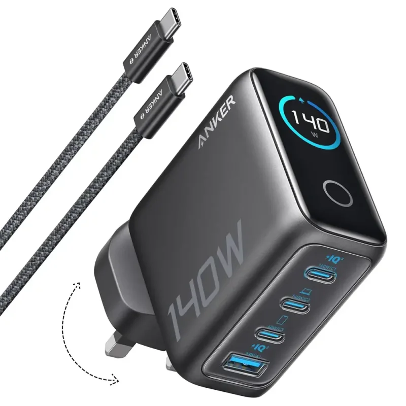 شارژر دیواری انکر Zolo مدل B2697 توان 140 وات با کابل تایپ سی سه پین