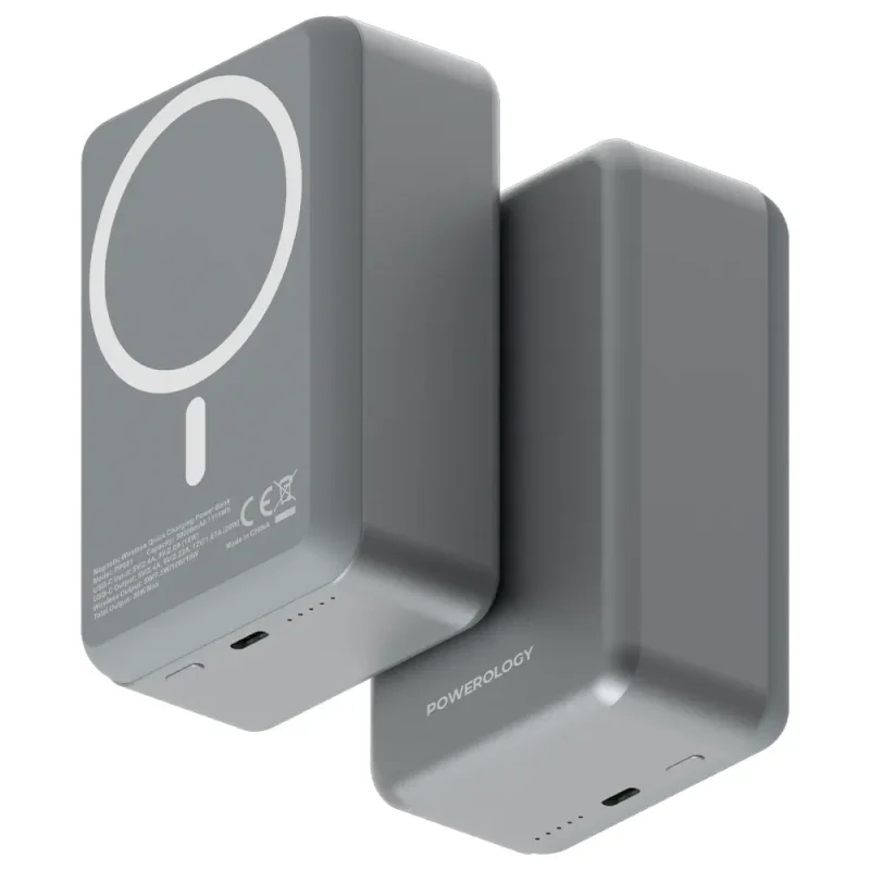 پاوربانک وایرلس مگنتی پاورولوژی مدل PPBCHA81 ظرفیت 30000 میلی آمپر ساعت توان 20 وات