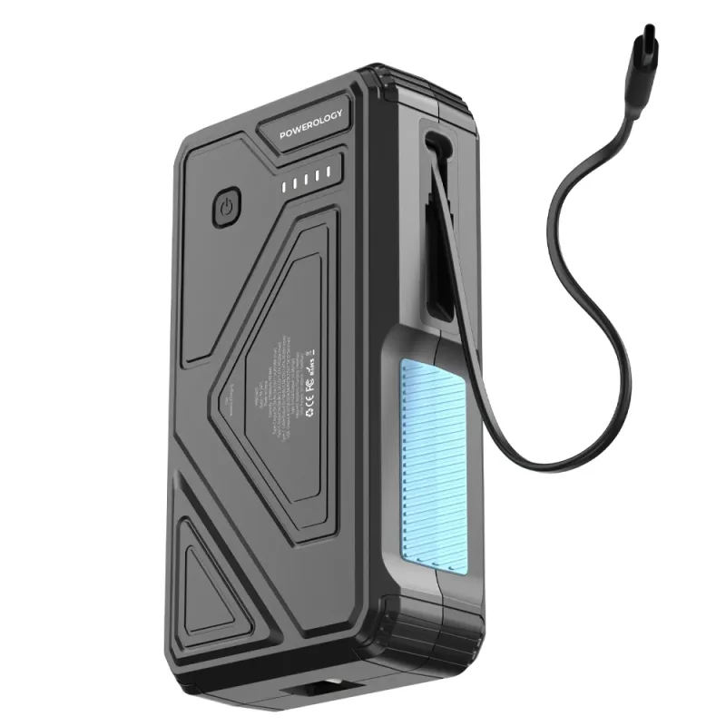 پاوربانک وایرلس شارژ سولار پاورولوژی مدل PPBCHA77 ظرفیت 27000 میلی آمپر ساعت توان 20 وات