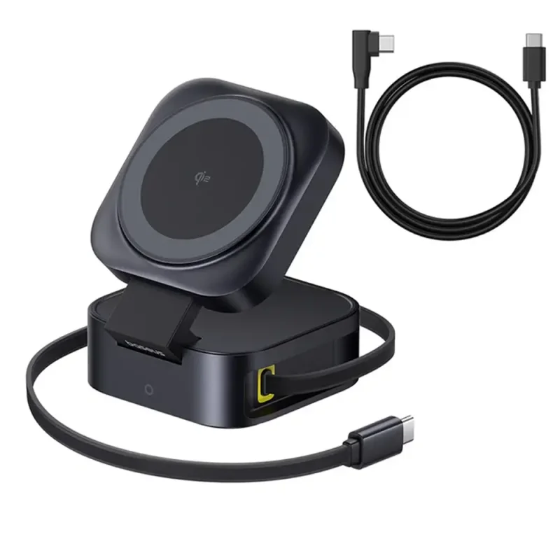 شارژر دیواری بی سیم بیسوس PicoGo BSW-540 توان 67 وات با کابل 100 وات