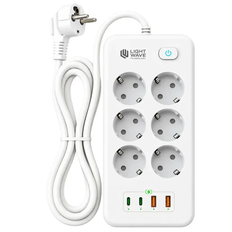 چندراهی برق و USB لایت ویو مدل LightWave LW-EXT-662U2C