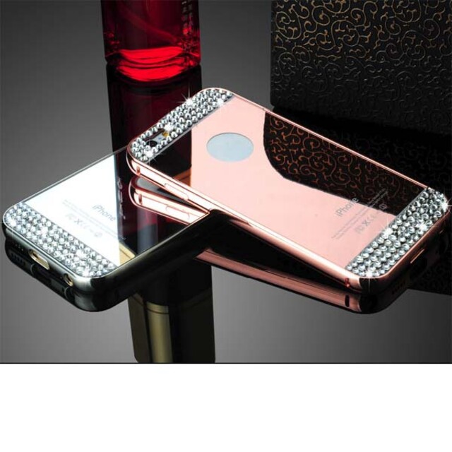 قاب آینه‌ای نگین‌دار دور فلزی موبایل آیفون 7 پلاس