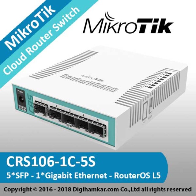 کلود روتر سوییچ میکروتیک مدل CRS106-1C-5S
