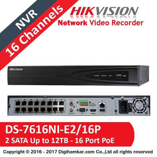 ضبط کننده ویدیویی تحت شبکه NVR هایک ویژن مدل DS-7616NI-E2/16P