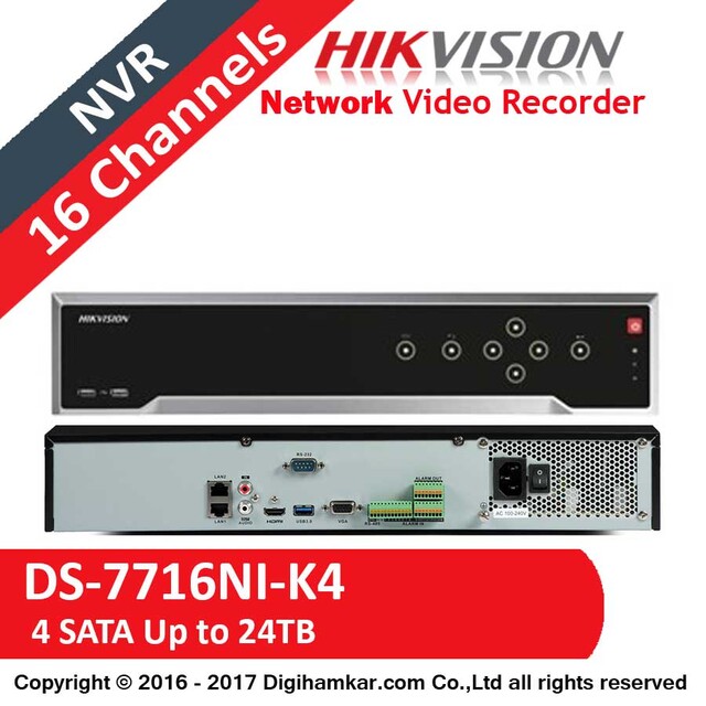 ضبط کننده ویدیویی تحت شبکه NVR هایک ویژن مدل DS-7716NI-K4