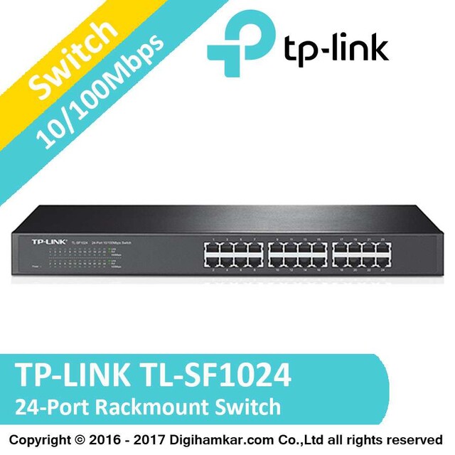 سوييچ 24 پورت مگابيتی و رکمونت تی پی-لينک مدل TP-LINK TL-SF1024