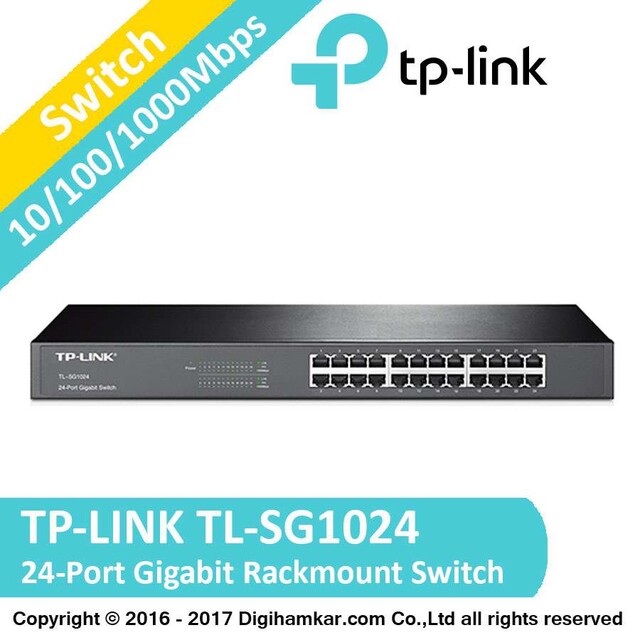 سوييچ 24 پورت گيگابيتی و رکمونت تی پی-لينک مدل TL-SG1024