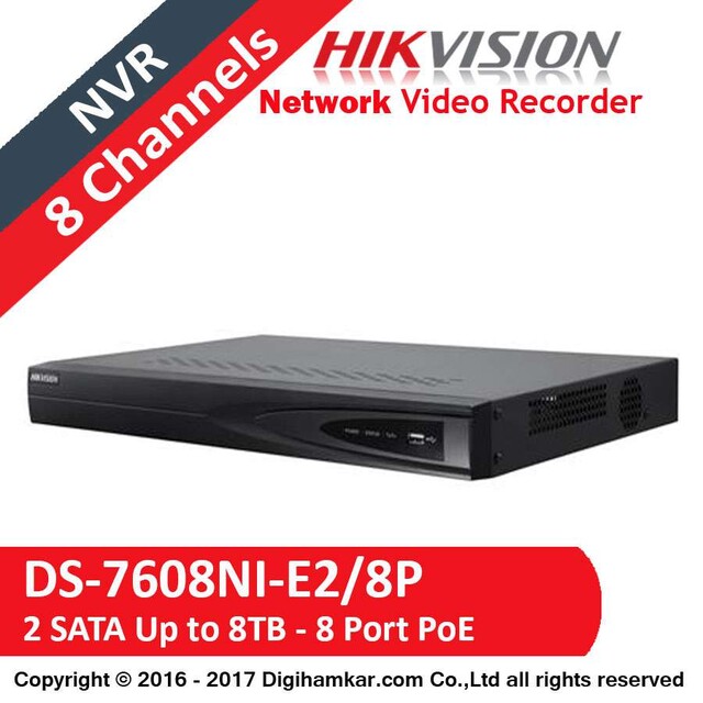 ضبط کننده ویدیویی تحت شبکه NVR هایک ویژن مدل DS-7608NI-E2/8P