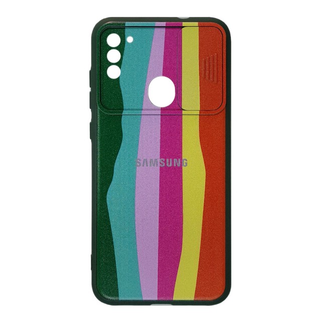 قاب سیلیکونی رنگین کمانی محافظ لنزدار کشویی سامسونگ A11
