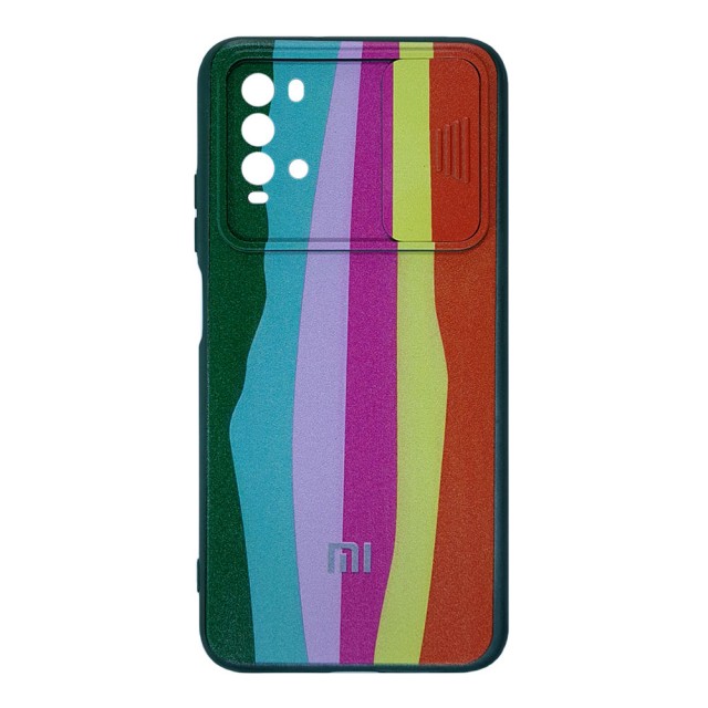 قاب سیلیکونی رنگین کمانی محافظ لنزدار کشویی شیائومی Redmi 9T