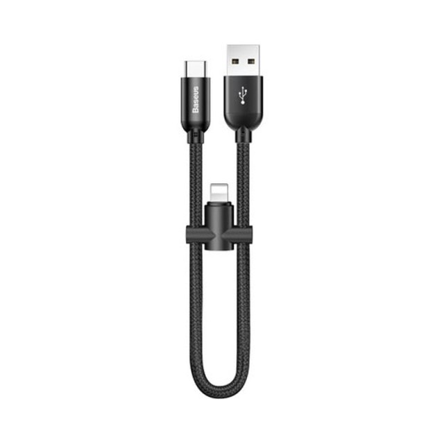 کابل تبدیل USB به Type-C/لایتنینگ بیسوس مدل CALUTC-01 طول 0.23 متر 2.4 آمپر