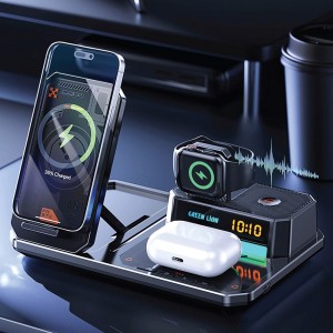 شارژر وایرلس 6 کاره گرین لاین Green Lion 6 IN 1 Multi Functional Wireless Charger توان 15 وات