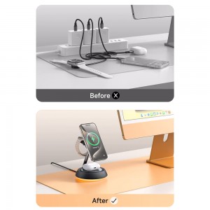 شارژر وایرلس 3 کاره مک دودو  Night Light Magnetic Wireless Charging Station CH-495 توان 22.5 وات