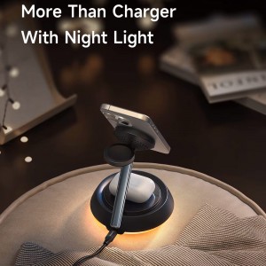 شارژر وایرلس 3 کاره مک دودو  Night Light Magnetic Wireless Charging Station CH-495 توان 22.5 وات