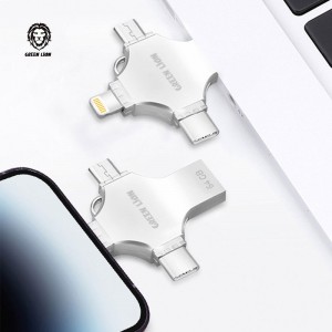 فلش مموری + مبدل گرین لاین مدل GN4IN1USB64SL ظرفیت 64 گیگابایت