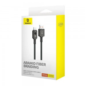 کابل شارژ USB به Type-C بیسوس مدل Aramid Fiber Braiding CB000050 طول 2 متر توان 100 وات