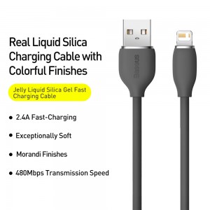 کابل شارژ USB به لایتنینگ بیسوس مدل Jelly Liquid Silica CAGD000101 طول 2 متر توان 2.4 آمپر