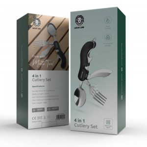 ست قاشق و چنگال مسافرتی گرین لاین Green Lion 4 in 1 Cutlery Set GN4IN1CSETBK