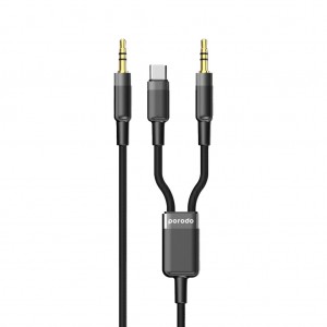 کابل 2 در 1 تایپ سی و AUX پرودو مدل PD-AUX2CC طول 1.2 متر