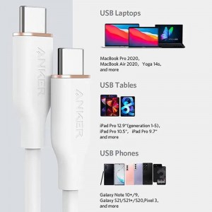 کابل شارژ USB-C به USB-C انکر PowerLine III Flow مدل A8553 طول 1.8 متر توان 100 وات