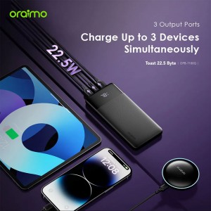 پاوربانک اورایمو مدل OPB-7100Q ظرفیت 10000 میلی آمپر توان 22.5 وات
