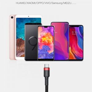 کابل شارژ USB به Type-C بیسوس مدل Cafule CATKLF-CG1 طول 2 متر توان 2 آمپر