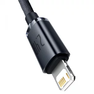 کابل شارژ USB به لایتنینگ بیسوس مدل Crystal Shine CAJY000001 طول 1.2 متر توان 2.4 آمپر