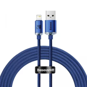 کابل شارژ USB به لایتنینگ بیسوس مدل Crystal Shine CAJY000001 طول 1.2 متر توان 2.4 آمپر