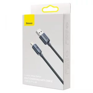کابل شارژ USB به لایتنینگ بیسوس مدل Crystal Shine CAJY000001 طول 1.2 متر توان 2.4 آمپر