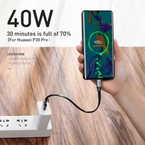 کابل شارژ USB به Type-C بیسوس مدل Simple HW CATMBJ-BG1 طول 23 سانتی متر توان 40 وات