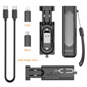 کابل تبدیل Type-C به Type-C / لایتنینگ / USB / micro USB ارلدام مدل MR02 طول 0.24 متر توان 60 وات