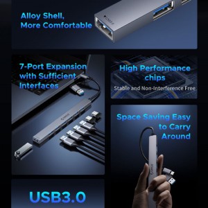 هاب USB-C/USB-A هفت پورت اوریکو مدل YSA2-U3