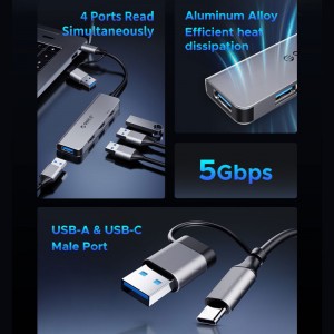 هاب USB-C/USB-A چهار پورت اوریکو مدل YSA5-U3