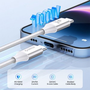کابل شارژ USB-C به USB-C اوریکو مدل CDX-100CC طول 1 متر توان 100 وات